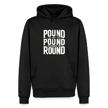 Abnehmen - Männer Premium Bio Hoodie - Schwarz - Vorne - Nico (187cm)