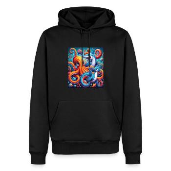 Méduse - Sweat à capuche Premium bio Homme - noir - Devant - Nico (187cm)