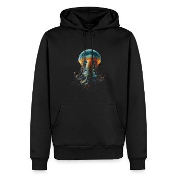 Méduse - Sweat à capuche Premium bio Homme - noir - Devant - Nico (187cm)