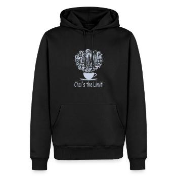 Chai - Männer Premium Bio Hoodie - Schwarz - Vorne - Nico (187cm)