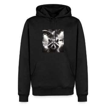 Raton laveur - Sweat à capuche Premium bio Homme - noir - Devant - Nico (187cm)