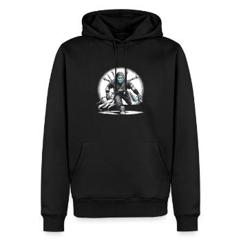 Infirmier(ère) en gériatrie - Sweat à capuche Premium bio Homme - noir - Devant - Nico (187cm)