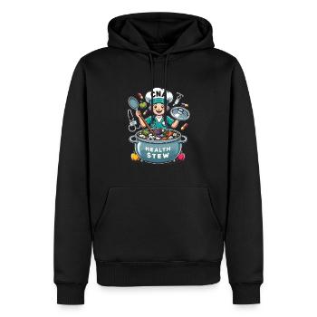 Infirmier(ère) en gériatrie - Sweat à capuche Premium bio Homme - noir - Devant - Nico (187cm)