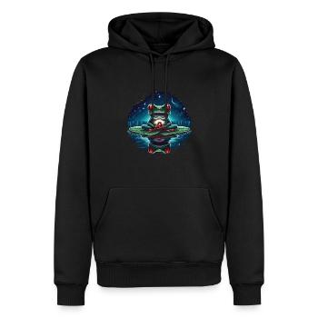 Grenouille - Sweat à capuche Premium bio Homme - noir - Devant - Nico (187cm)