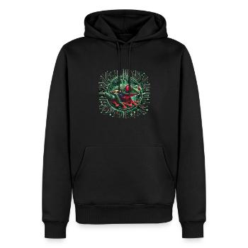 Frosch - Männer Premium Bio Hoodie - Schwarz - Vorne - Nico (187cm)