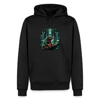 Frosch - Männer Premium Bio Hoodie - Schwarz - Vorne - Nico (187cm)