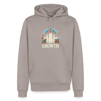 Jardin - Sweat à capuche Premium bio Homme - taupe - Devant - Nico (187cm)