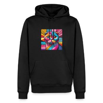 Katze - Männer Premium Bio Hoodie - Schwarz - Vorne - Nico (187cm)