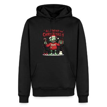 Lustiger Zombie im Weihnachtspullover - Männer Premium Bio Hoodie - Schwarz - Vorne - Nico (187cm)