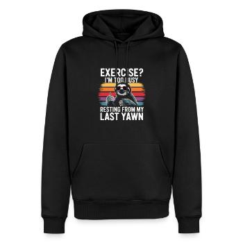Humour de bureau - Sweat à capuche Premium bio Homme - noir - Devant - Nico (187cm)