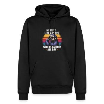 Humour de bureau - Sweat à capuche Premium bio Homme - noir - Devant - Nico (187cm)