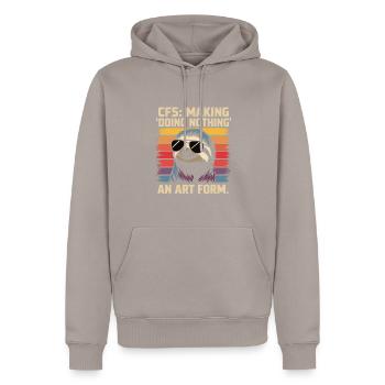 Humour de bureau - Sweat à capuche Premium bio Homme - taupe - Devant - Nico (187cm)