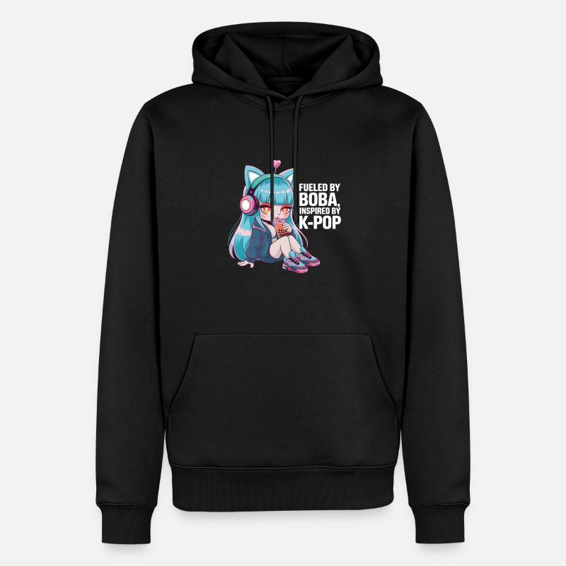 K pop und bubble Tea - Männer Premium Bio Hoodie - Schwarz