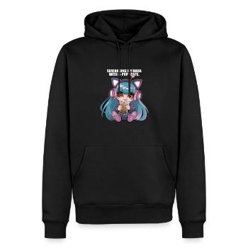 K pop und bubble Tea - Männer Premium Bio Hoodie - Schwarz - Vorne - Nico (187cm)