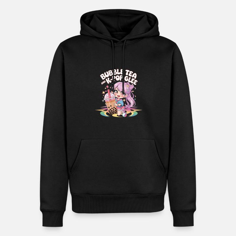 K pop und bubble Tea - Männer Premium Bio Hoodie - Schwarz