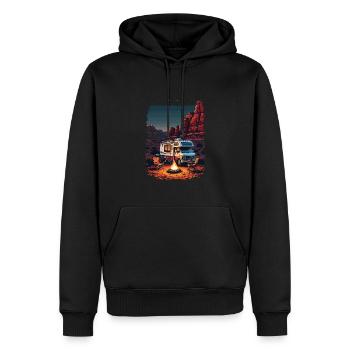 Campeur - Sweat à capuche Premium bio Homme - noir - Devant - Nico (187cm)