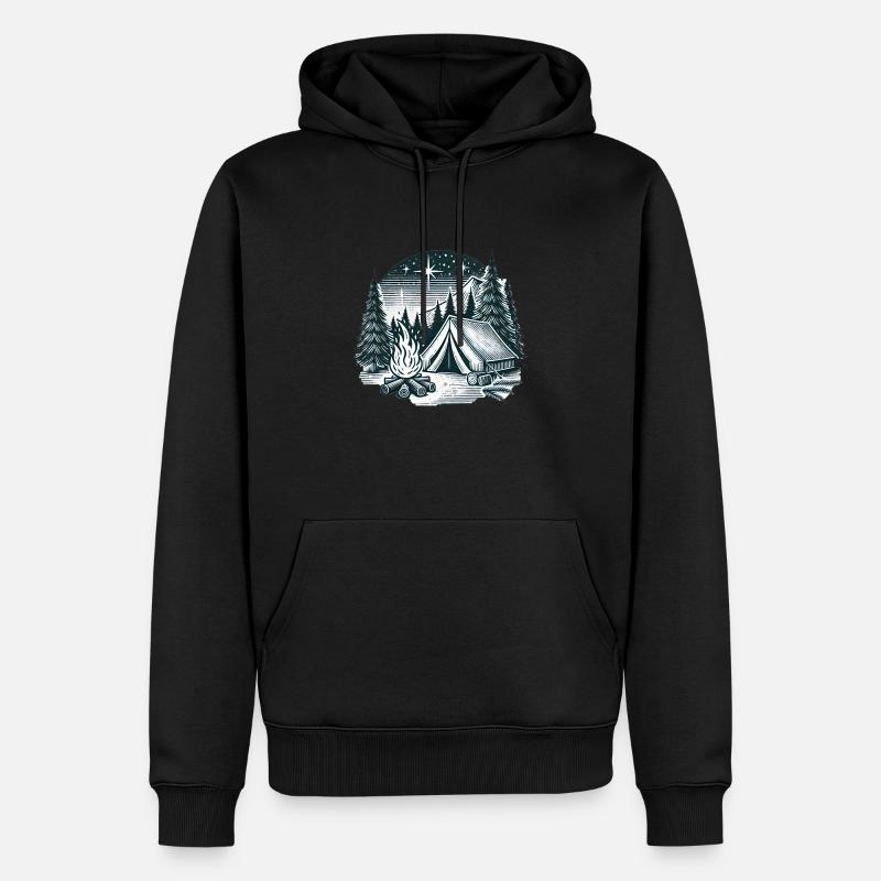 Soirées feu de 🌲🔥 camp - Sweat à capuche Premium bio Homme - noir