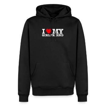 I Love My Girlfriend - Sweat à capuche Premium bio Homme - noir - Devant - Nico (187cm)