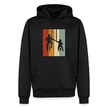 Conception de vélo Père & Fils - Sweat à capuche Premium bio Homme - noir - Devant - Nico (187cm)