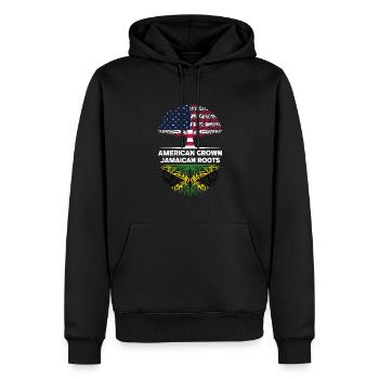 American grown Jamaican Roots Jamaika - Männer Premium Bio Hoodie - Schwarz - Vorne - Nico (187cm)