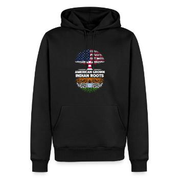 American grown Indian Roots Indien - Männer Premium Bio Hoodie - Schwarz - Vorne - Nico (187cm)