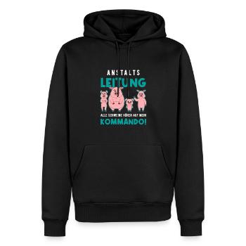 Anstaltsleitung Alle Schweine Hören Auf MeinBefehl - Männer Premium Bio Hoodie - Schwarz - Vorne - Nico (187cm)