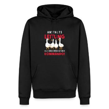 Anstaltsleitung Alle Gänse Hören Auf Mein Kommando - Männer Premium Bio Hoodie - Schwarz - Vorne - Nico (187cm)