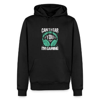 Can't Hear You I'm Gaming - Männer Premium Bio Hoodie - Schwarz - Vorne - Nico (187cm)