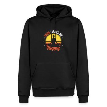 YOGA MAKES ME HAPPY - Männer Premium Bio Hoodie - Schwarz - Vorne - Nico (187cm)