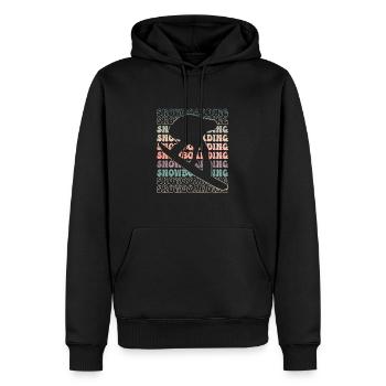 230117 W03 03 DECOM Snowboarding Retro text - Männer Premium Bio Hoodie - Schwarz - Vorne - Nico (187cm)