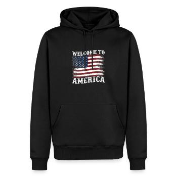Bienvenue en Amérique - Sweat à capuche Premium bio Homme - noir - Devant - Nico (187cm)