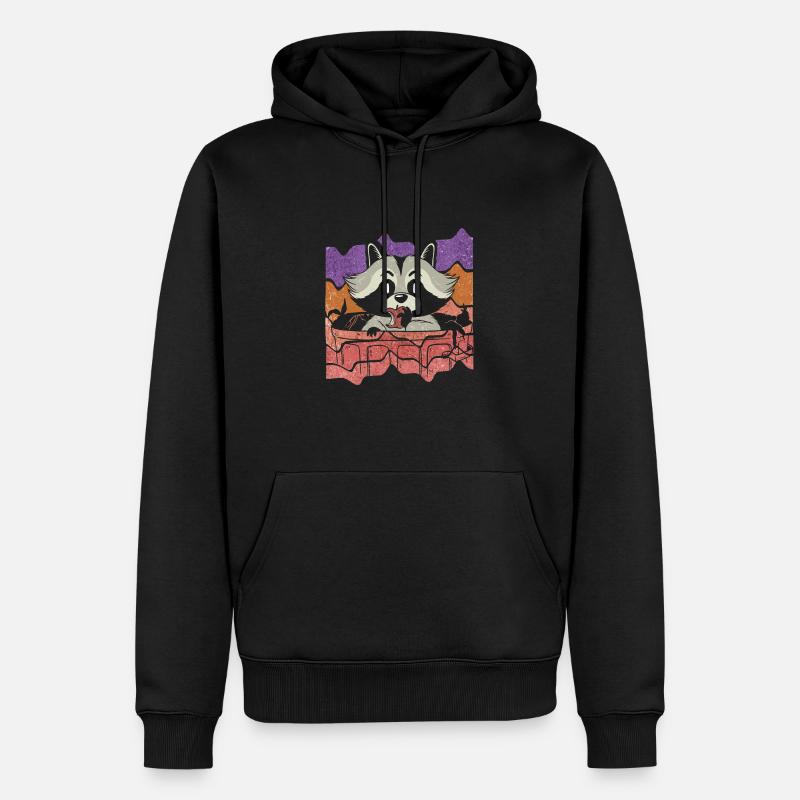 Trash Retro - Männer Premium Bio Hoodie - Schwarz