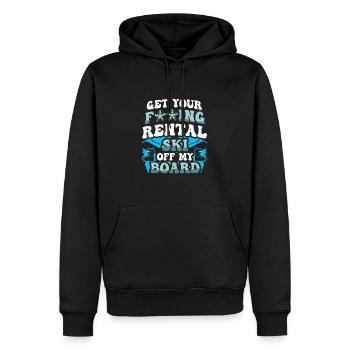 Get your Fcking Rental Ski off my Board - Männer Premium Bio Hoodie - Schwarz - Vorne - Nico (187cm)