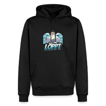 Löppt Retro - Männer Premium Bio Hoodie - Schwarz - Vorne - Nico (187cm)