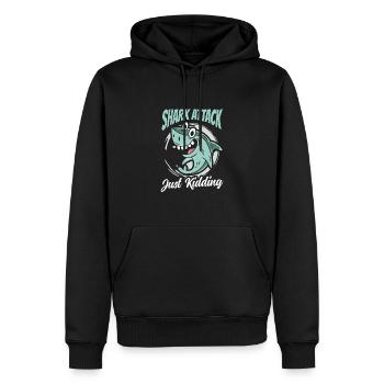 Shark Attack Just Kidding - Männer Premium Bio Hoodie - Schwarz - Vorne - Nico (187cm)
