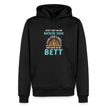 Schlafmütze Faulenzen Schlafen Pyjama Bär - Männer Premium Bio Hoodie - Schwarz - Vorne - Nico (187cm)