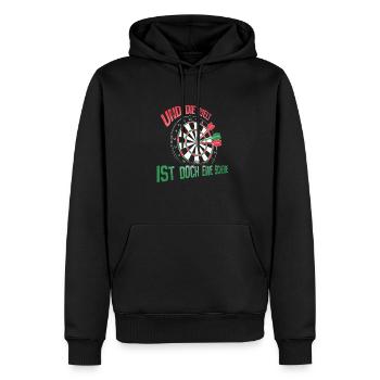 Welt ist doch eine Scheibe – Dartscheibe - Männer Premium Bio Hoodie - Schwarz - Vorne - Nico (187cm)