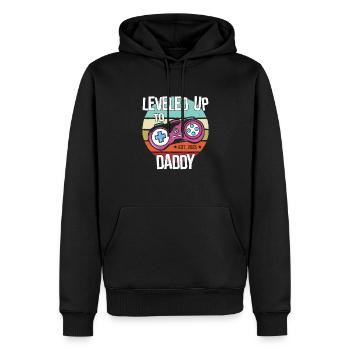 Daddy / Papa Level freigeschaltet - Männer Premium Bio Hoodie - Schwarz - Vorne - Nico (187cm)
