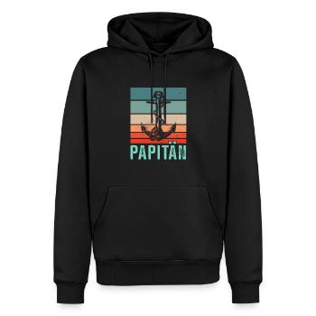 Kapitän Papa - Papitän Vater - Männer Premium Bio Hoodie - Schwarz - Vorne - Nico (187cm)