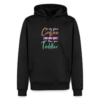 Möge Kaffee stärker als Baby sein - Männer Premium Bio Hoodie - Schwarz - Vorne - Nico (187cm)