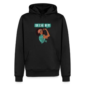 Strong independent woman - Männer Premium Bio Hoodie - Schwarz - Vorne - Nico (187cm)