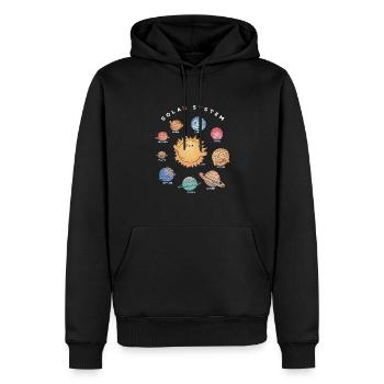 Unser Solarsystem - Universum - Männer Premium Bio Hoodie - Schwarz - Vorne - Nico (187cm)