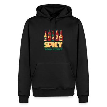 Scharfes Essen süchtig - Männer Premium Bio Hoodie - Schwarz - Vorne - Nico (187cm)