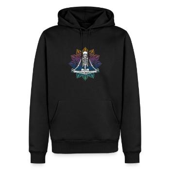 Yoga Meditation Skelett I Lustig Sarkastisch - Männer Premium Bio Hoodie - Schwarz - Vorne - Nico (187cm)