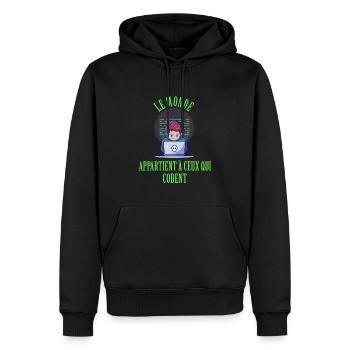le monde appartient à ceux qui codent geek maillot - Sweat à capuche Premium bio Homme - noir - Devant - Nico (187cm)
