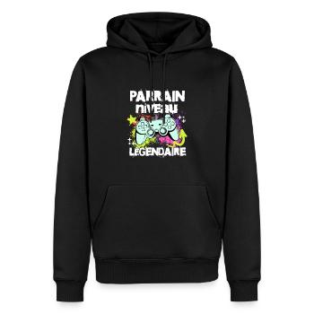 Parrain niveau légendaire t-shirt gamer cadeau - Sweat à capuche Premium bio Homme - noir - Devant - Nico (187cm)