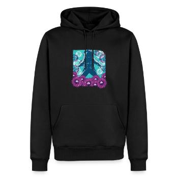 Astronaut Flowers - Mond & Weltall - Männer Premium Bio Hoodie - Schwarz - Vorne - Nico (187cm)