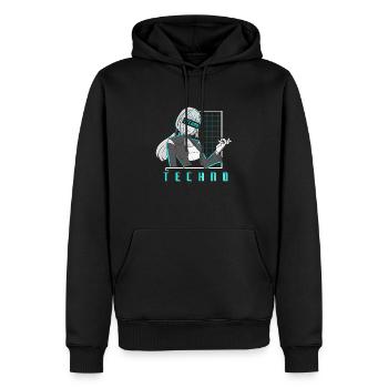 Techno Manga Anime Girl - Männer Premium Bio Hoodie - Schwarz - Vorne - Nico (187cm)