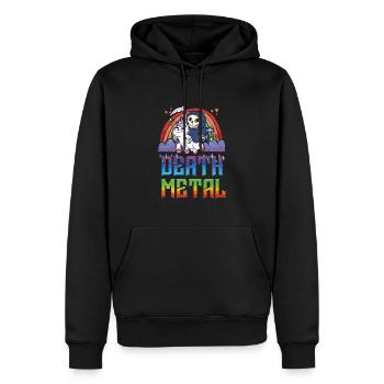 Death Metal & Einhorn Regenbogen - Männer Premium Bio Hoodie - Schwarz - Vorne - Nico (187cm)