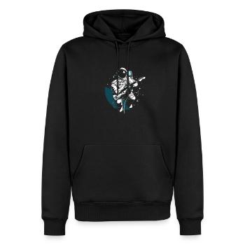 Astronaut rockt mit Gitarre - Männer Premium Bio Hoodie - Schwarz - Vorne - Nico (187cm)